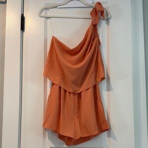 Pink Lily One-Shoulder Orange Romper